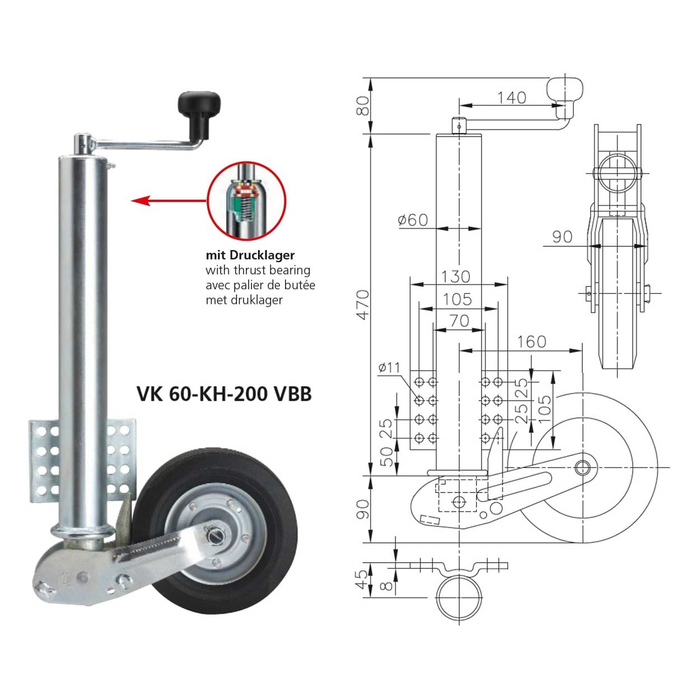 КОЛЕСО ОПОРНОЕ ТК60 200/90 -250КГ